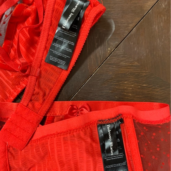 Red Bra and Garter Set L - Picture 5 of 5